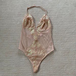 Sparkly Nude Mesh Victoria’s Secret Bodysuit